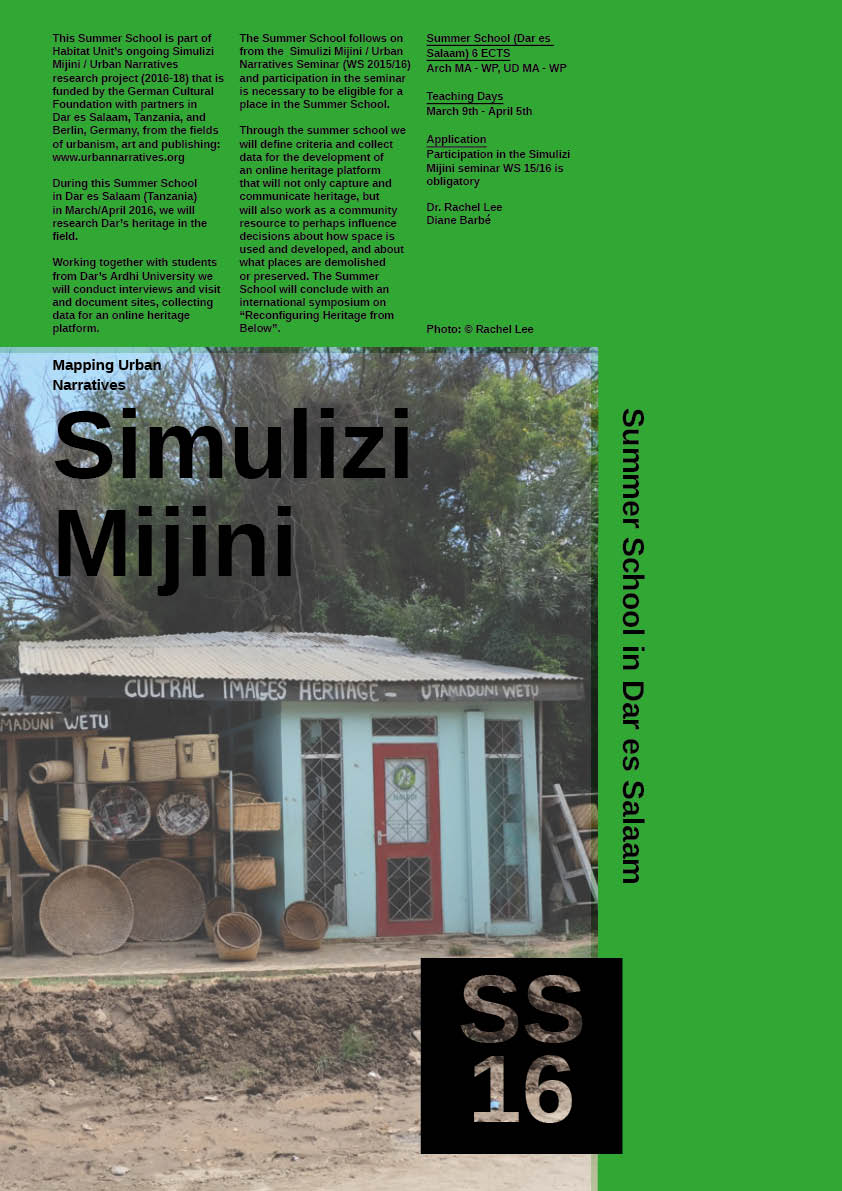 SS 2016 - Simulizi Mijini Summer School in Dar- Poster