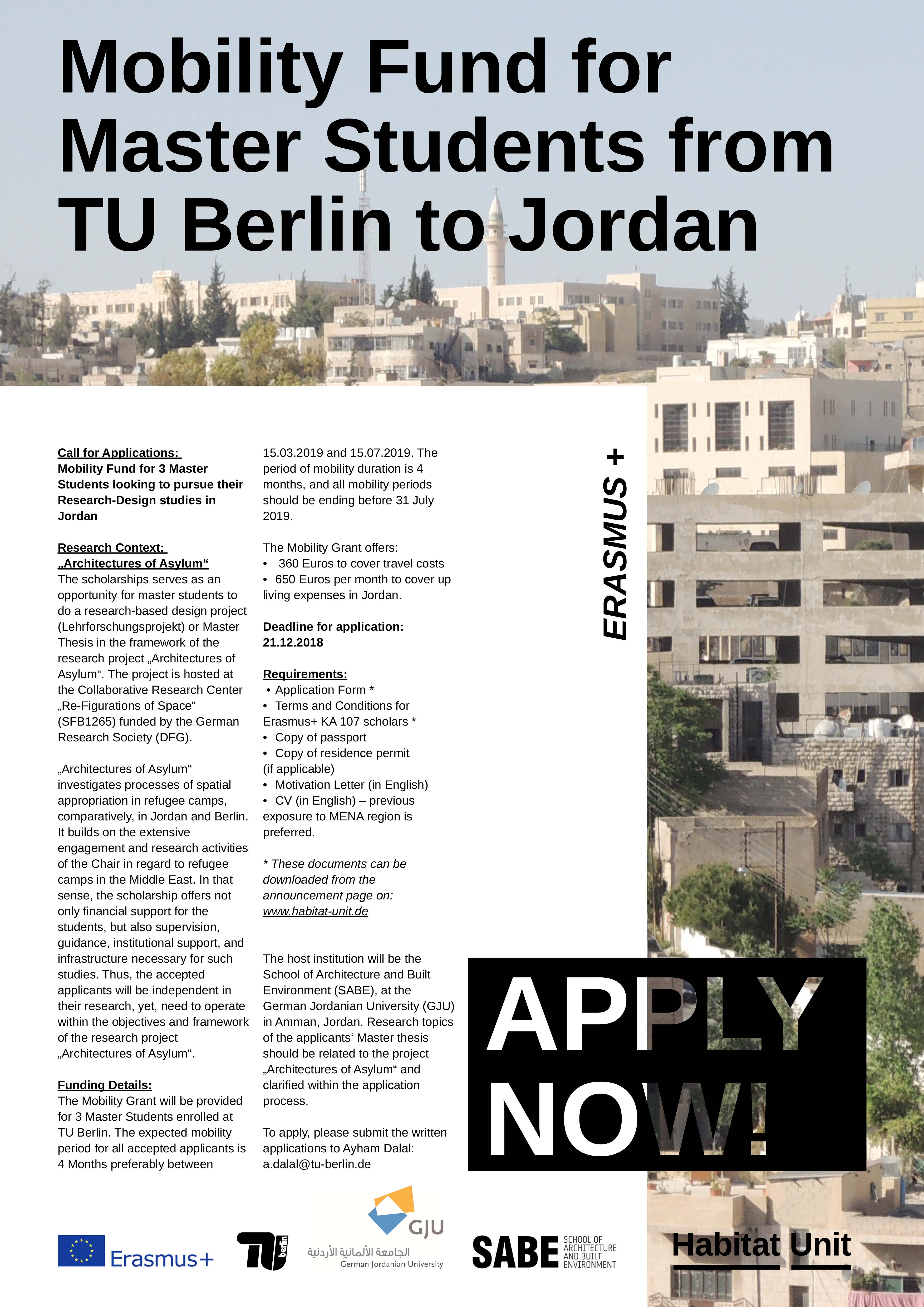 Mobility Fund for Master Students from TU Berlin to Jordan